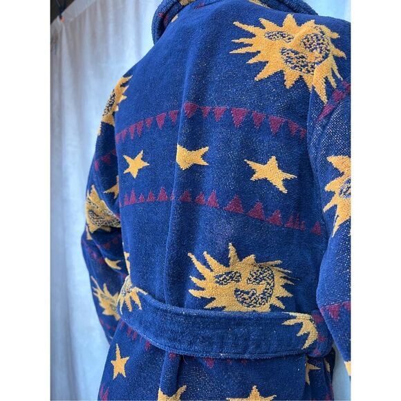 Vintage 1990s Celestial Sun Stars Robe 100% Cotton Men’s Small TJ Lawford RARE - Picture 14 of 14